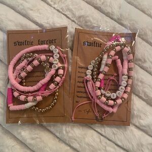2 Taylor Swift Best Friend Pink and Gold Beaded Bracelet Set